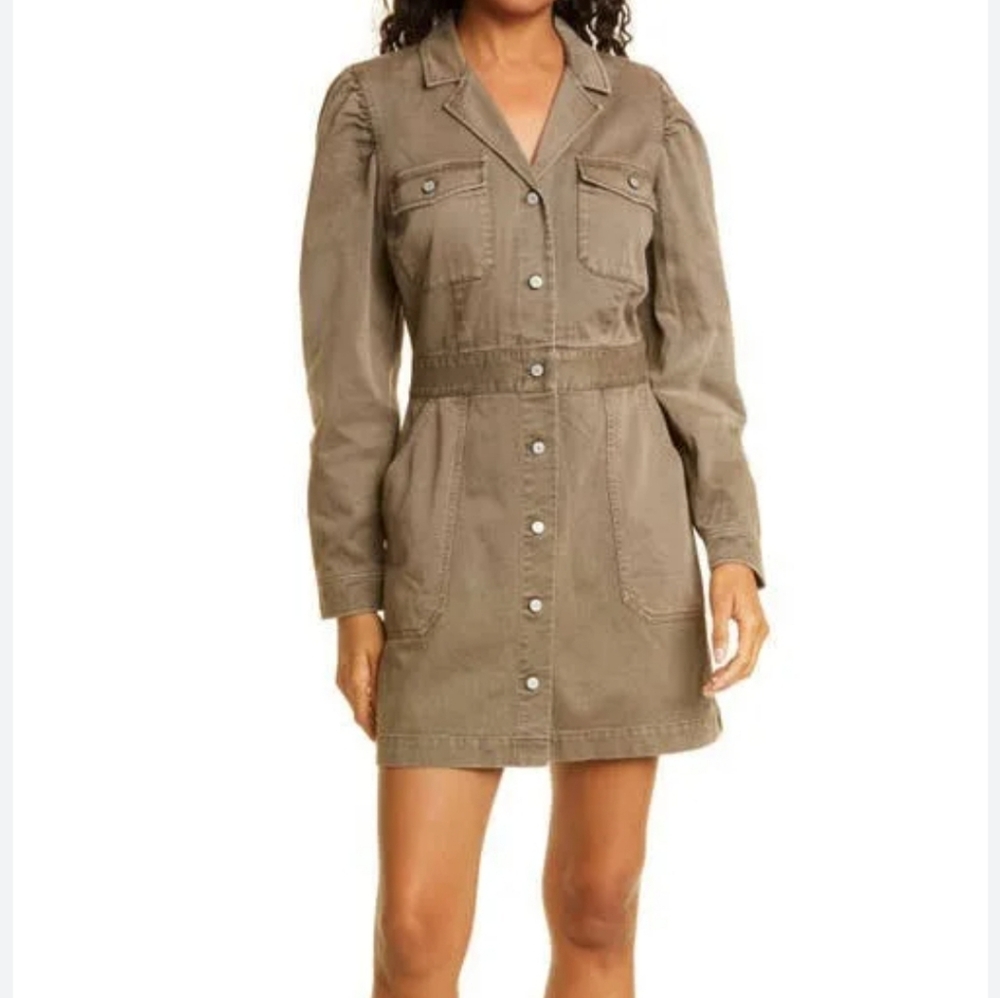 Rails Lisette Long-sleeve Mini-dress Jacket in Olive Green M